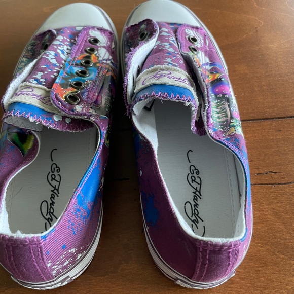 Ed Hardy Y2K Eternal Love Painted Slipons Women’s Size 7 - Picture 6 of 7